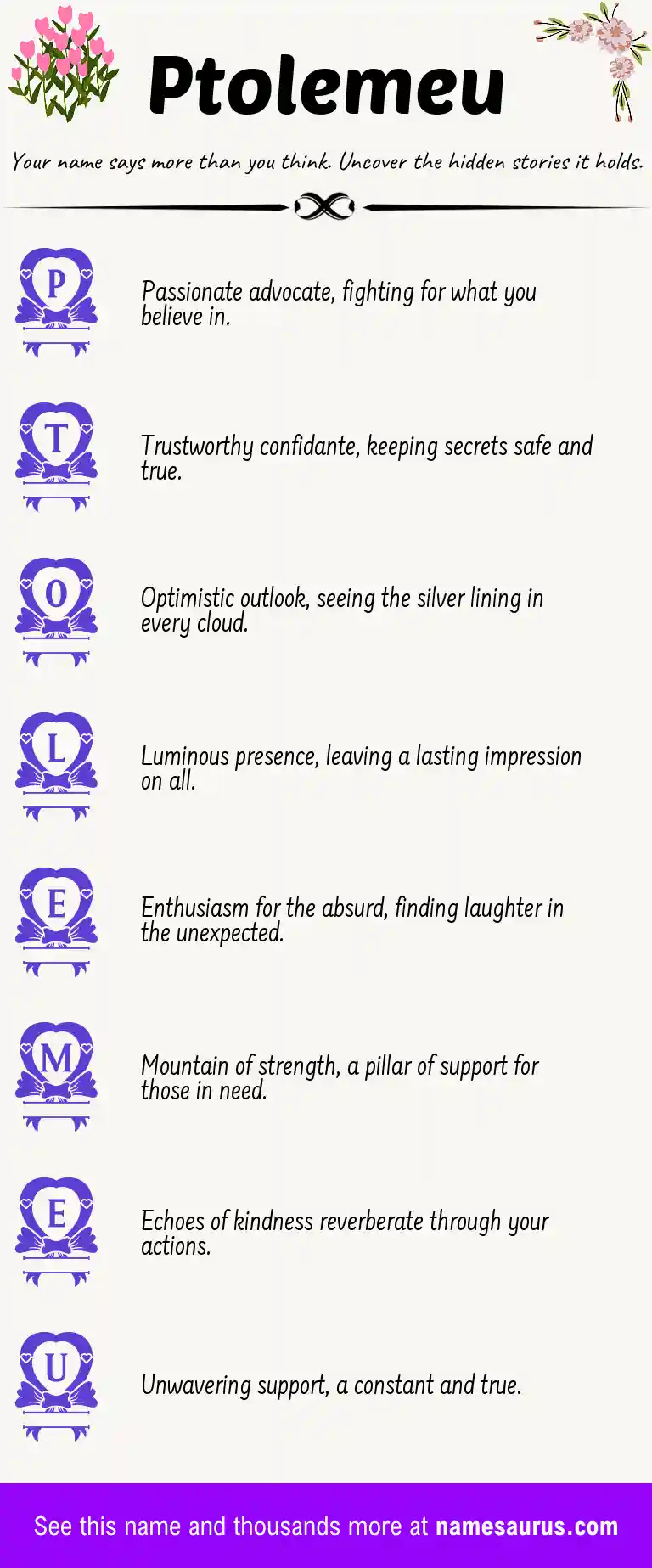 Acrostic poem about Ptolemeu.