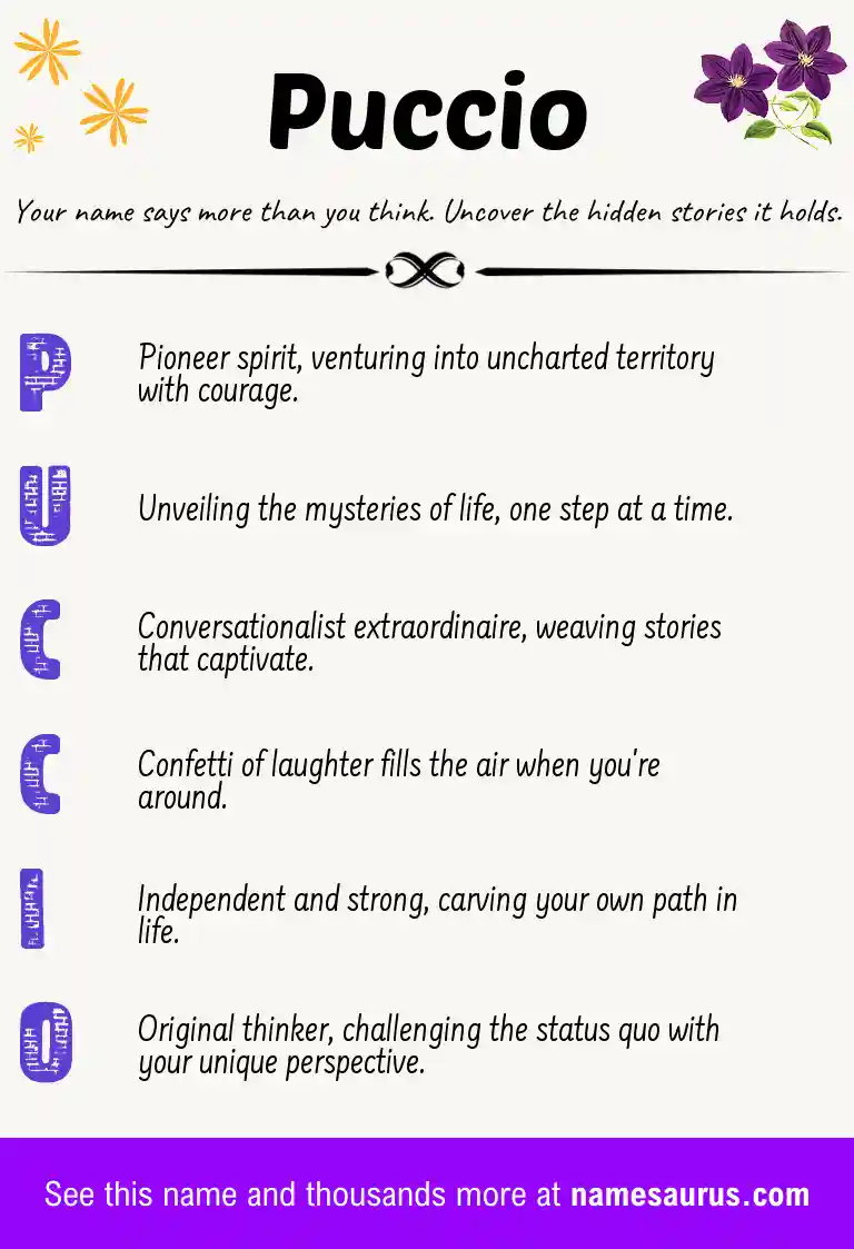 Acrostic poem about Puccio.