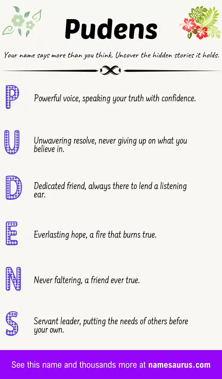 Acrostic poem about Pudens.