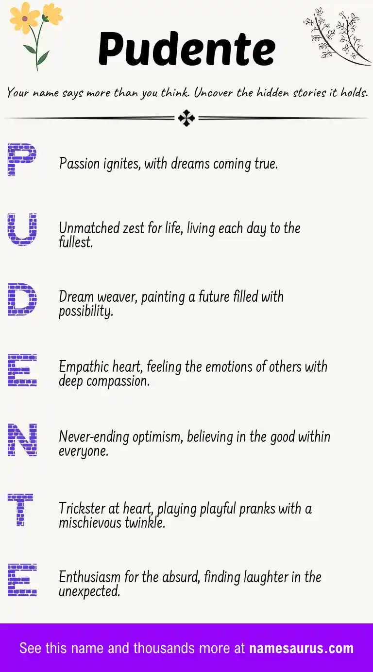 Acrostic poem about Pudente.