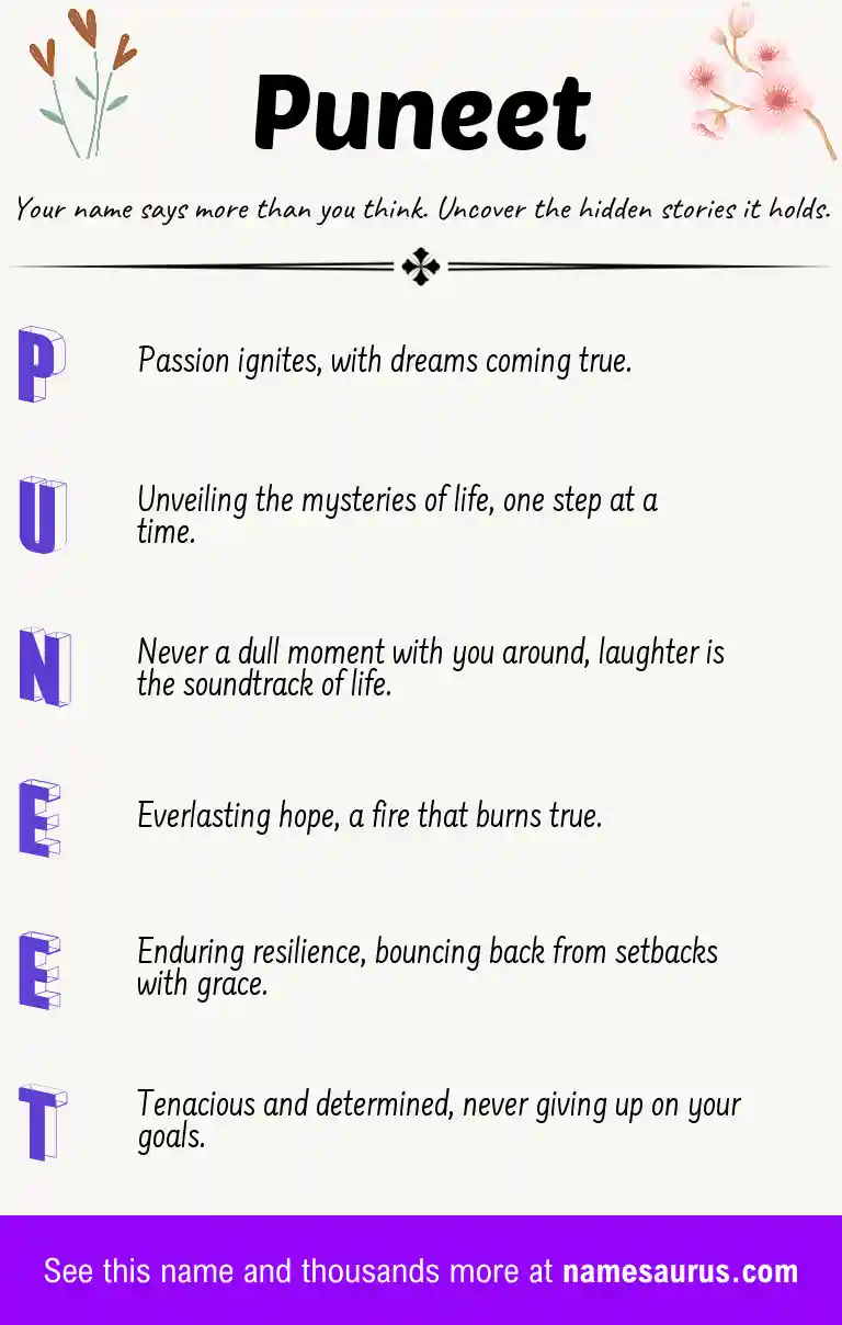 Acrostic poem about Puneet.