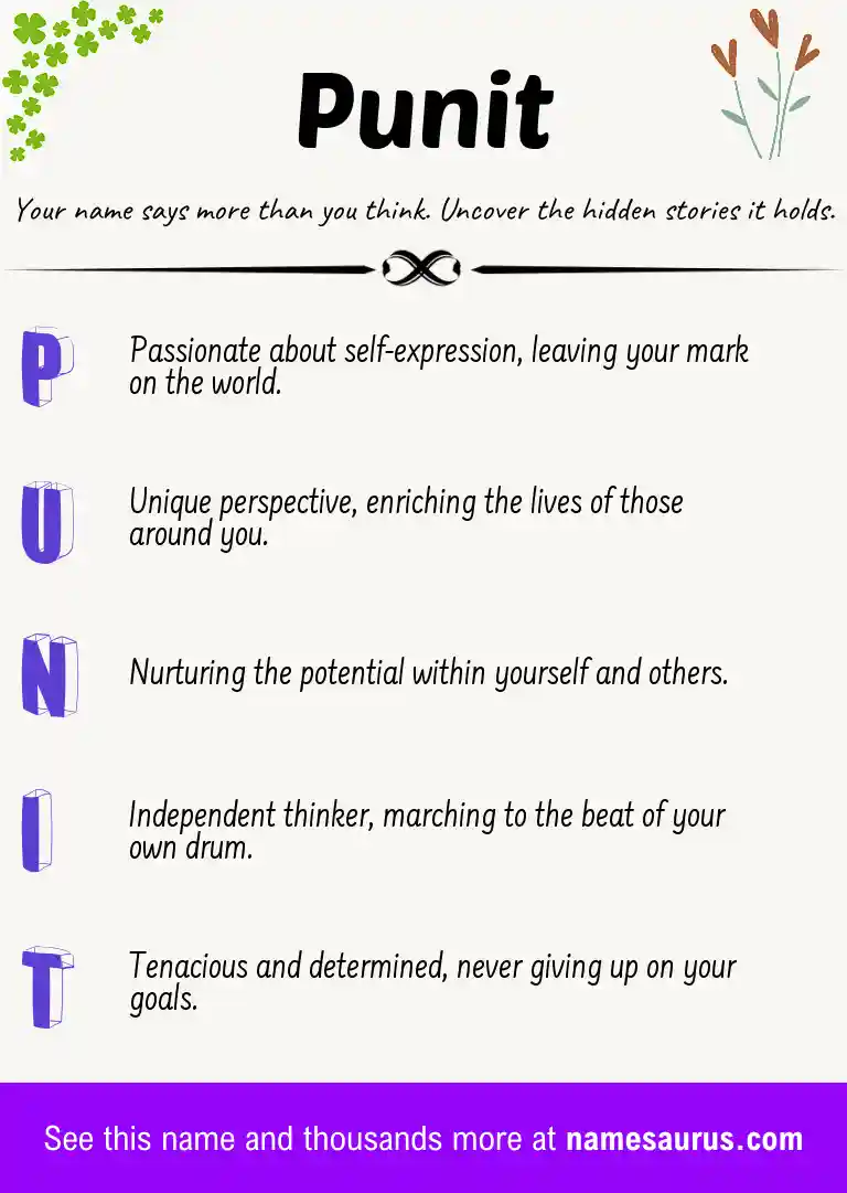 Acrostic poem about Punit.