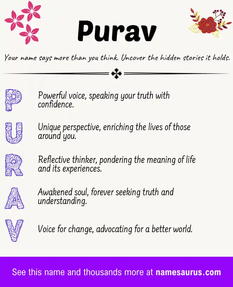 Acrostic poem about Purav.