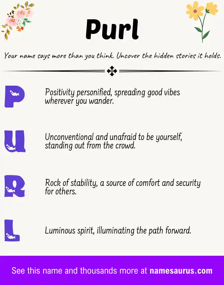 Acrostic poem about Purl.