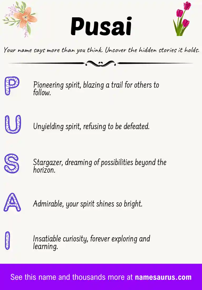 Acrostic poem about Pusai.