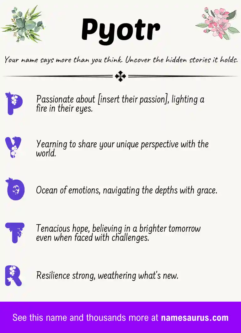 Acrostic poem about Pyotr.