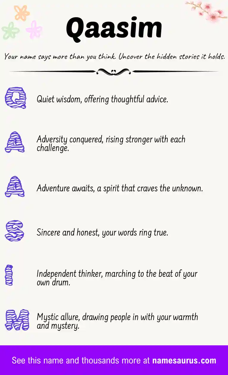 Acrostic poem about Qaasim.