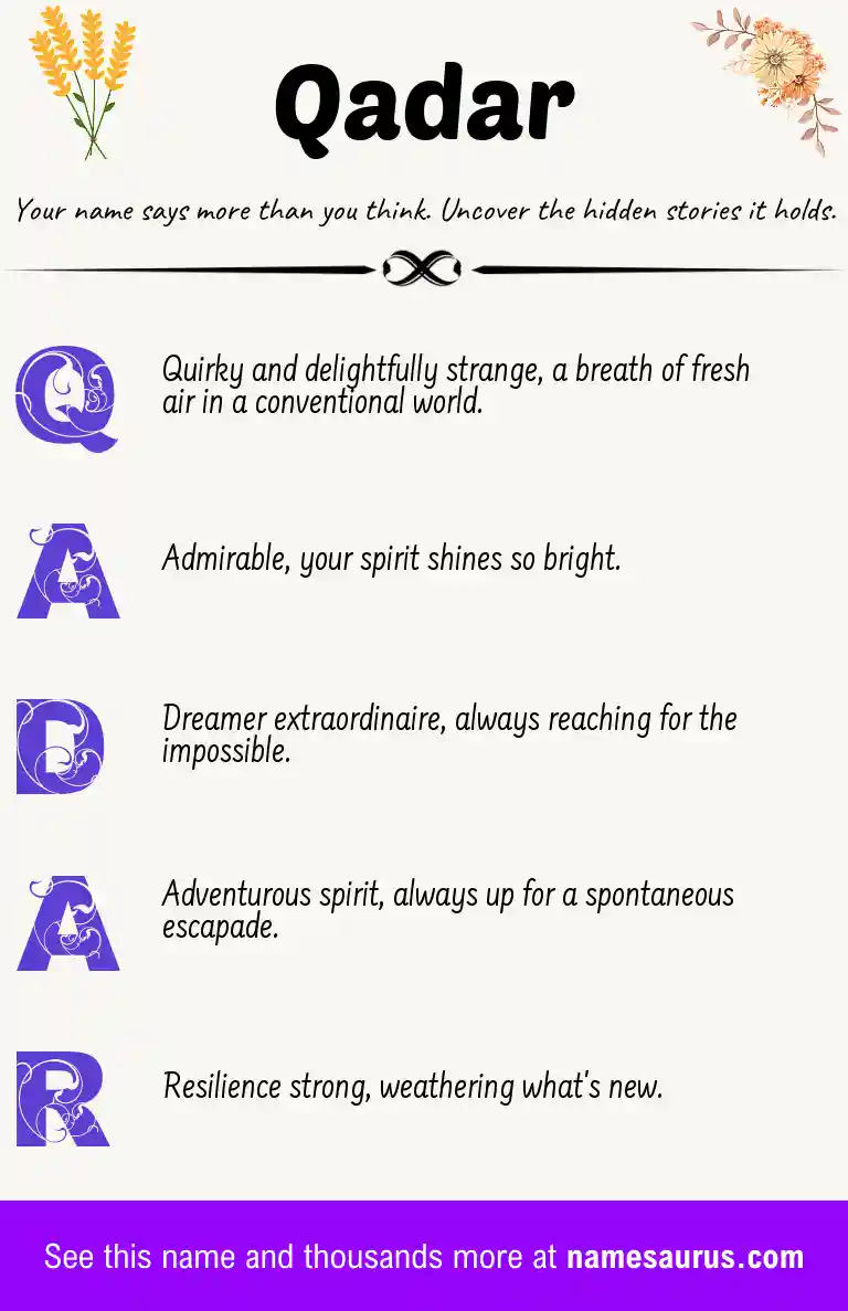Acrostic poem about Qadar.