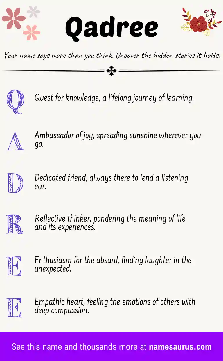 Acrostic poem about Qadree.