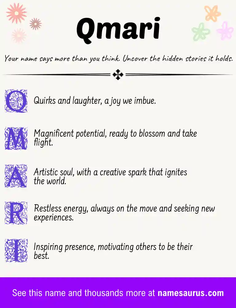 Acrostic poem about Qmari.