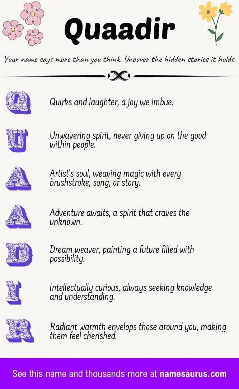 Acrostic poem about Quaadir.