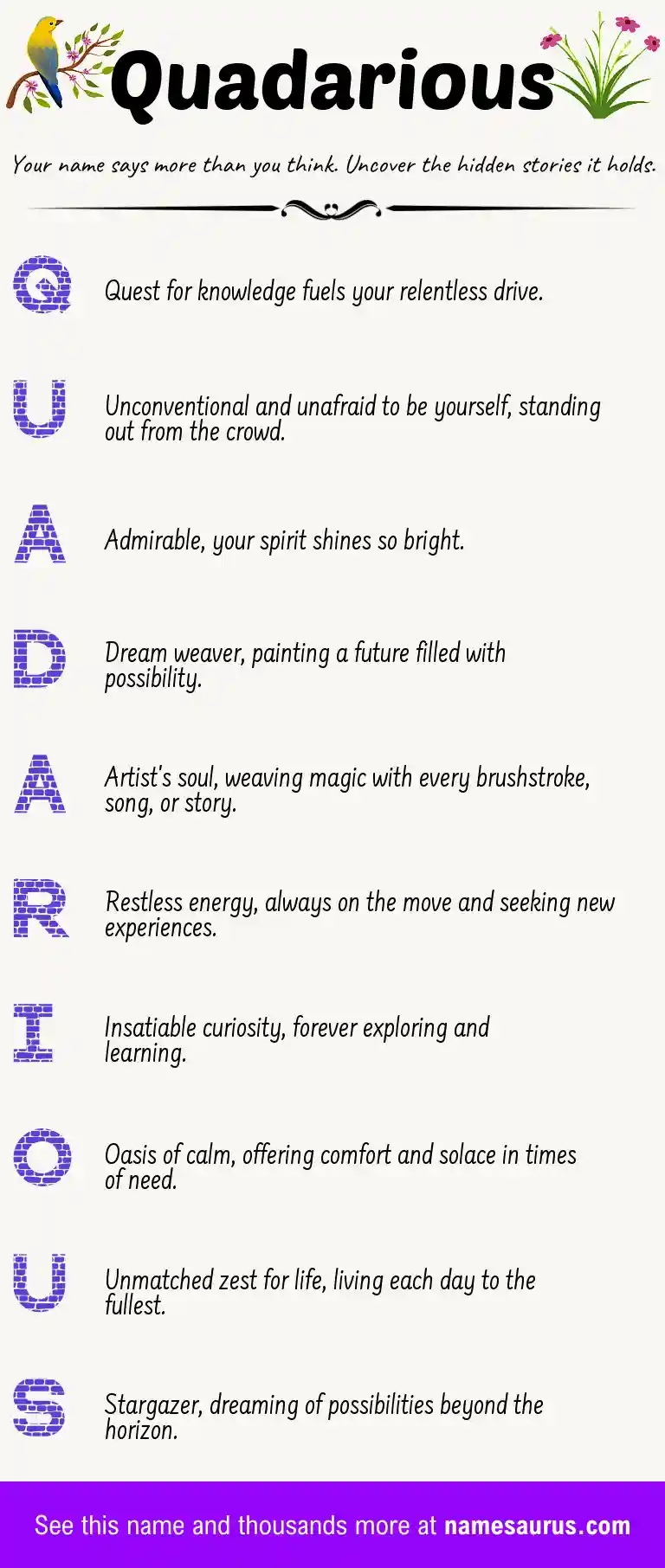 Acrostic poem about Quadarious.