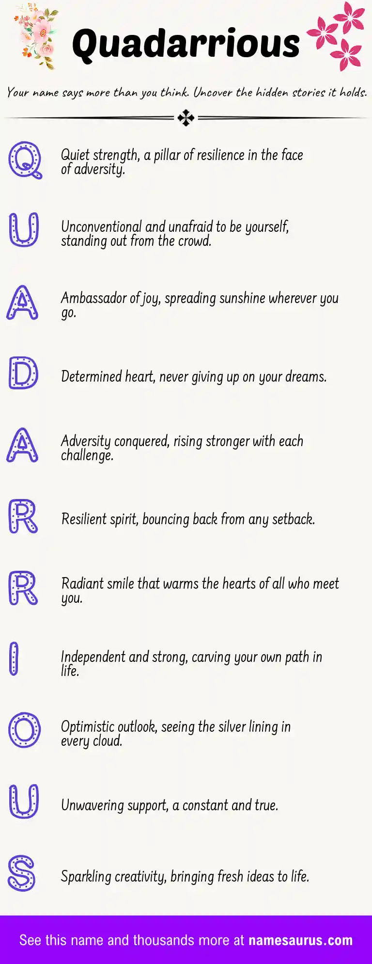 Acrostic poem about Quadarrious.