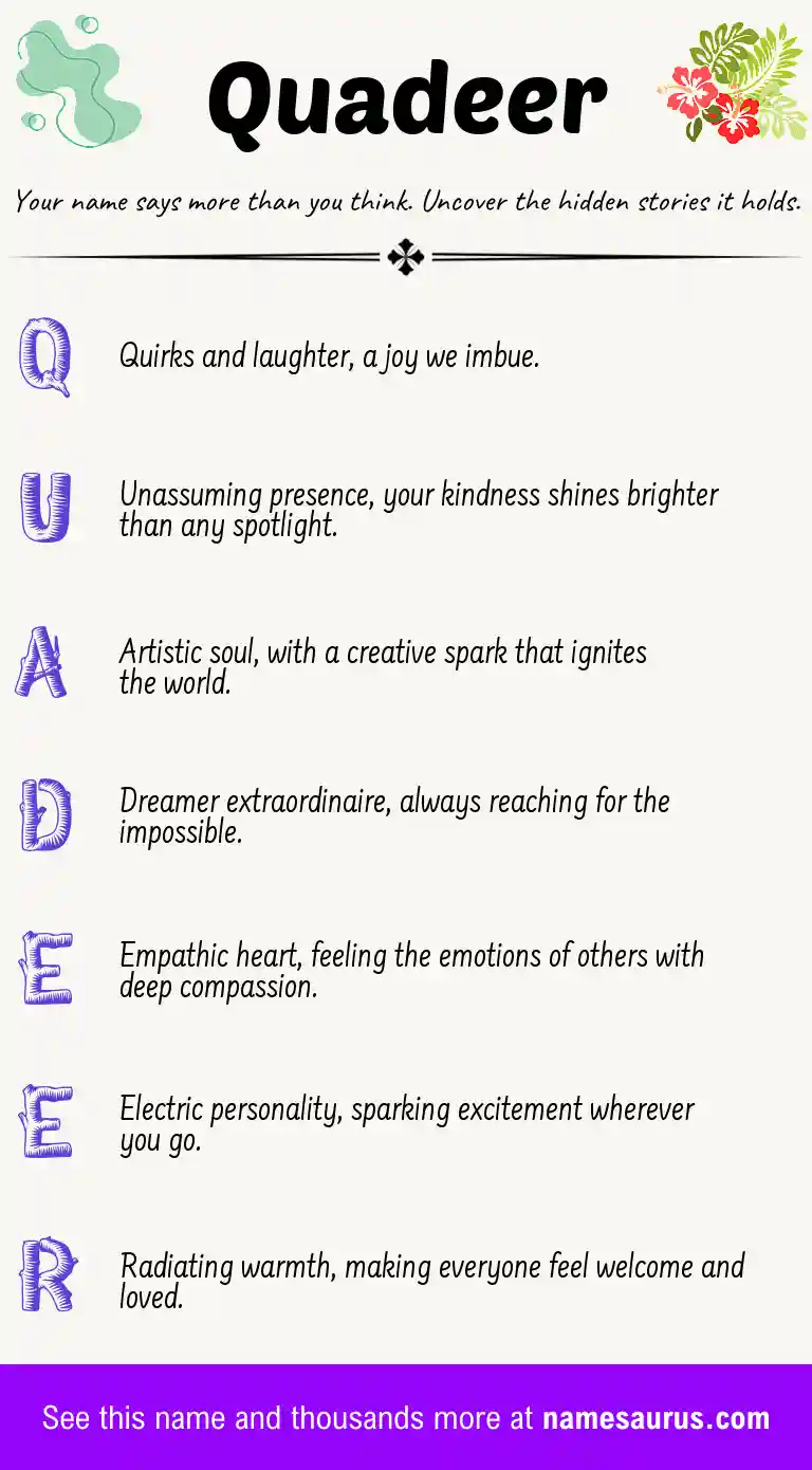 Acrostic poem about Quadeer.