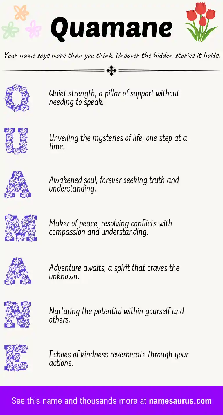 Acrostic poem about Quamane.