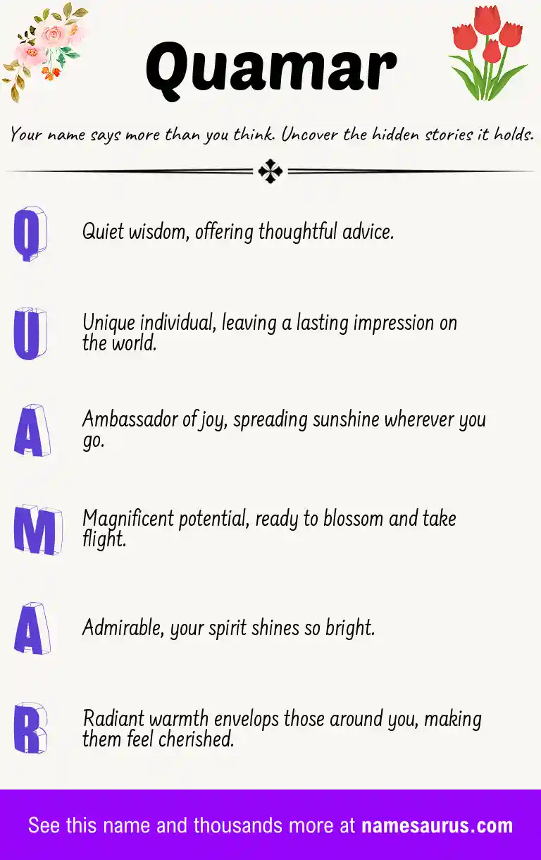 Acrostic poem about Quamar.