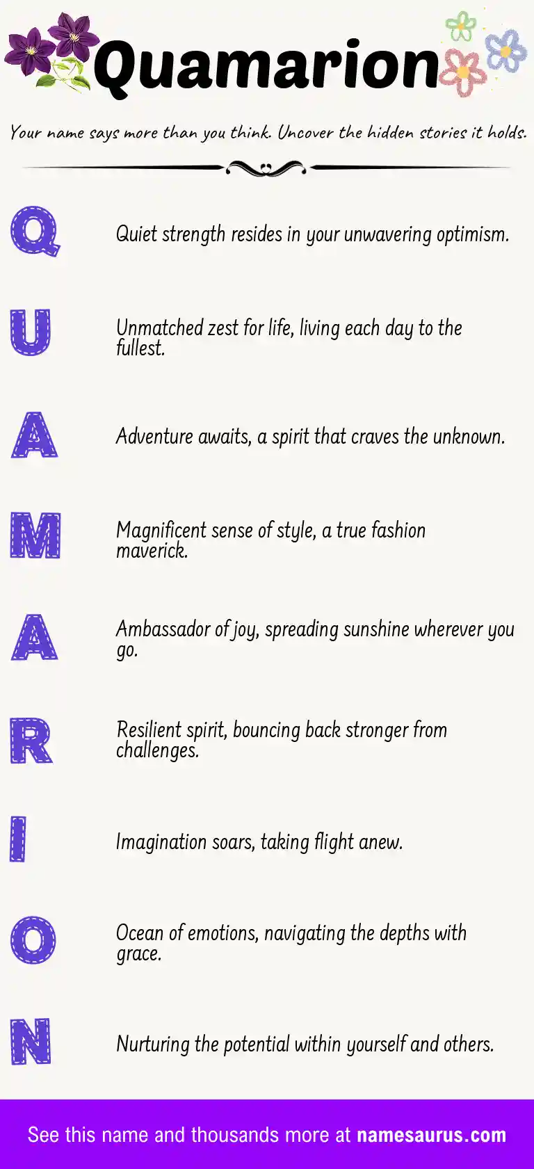 Acrostic poem about Quamarion.