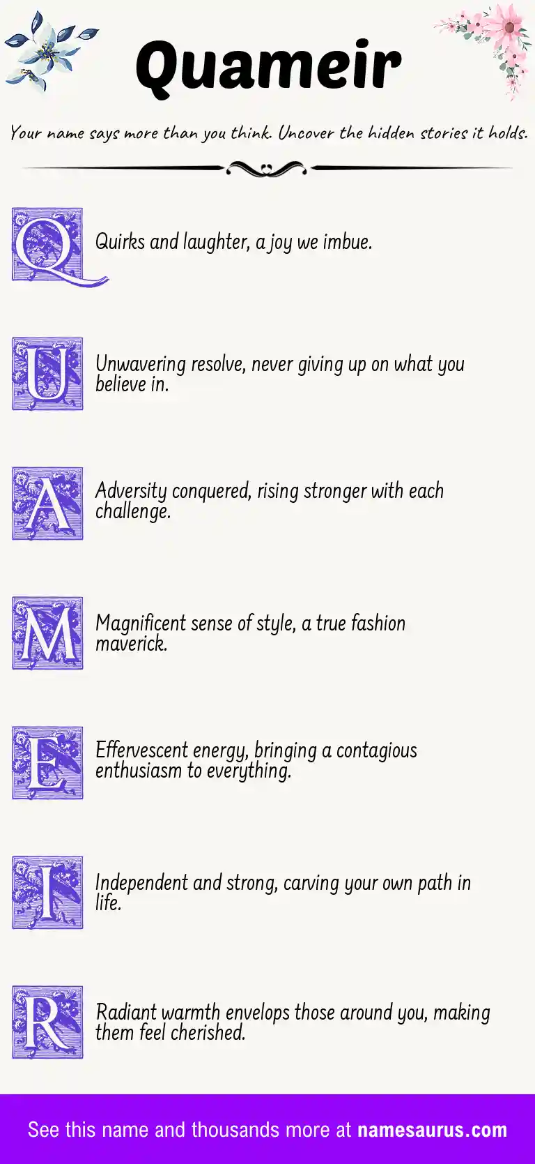 Acrostic poem about Quameir.