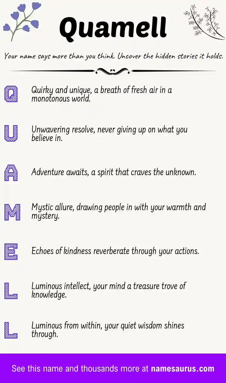 Acrostic poem about Quamell.