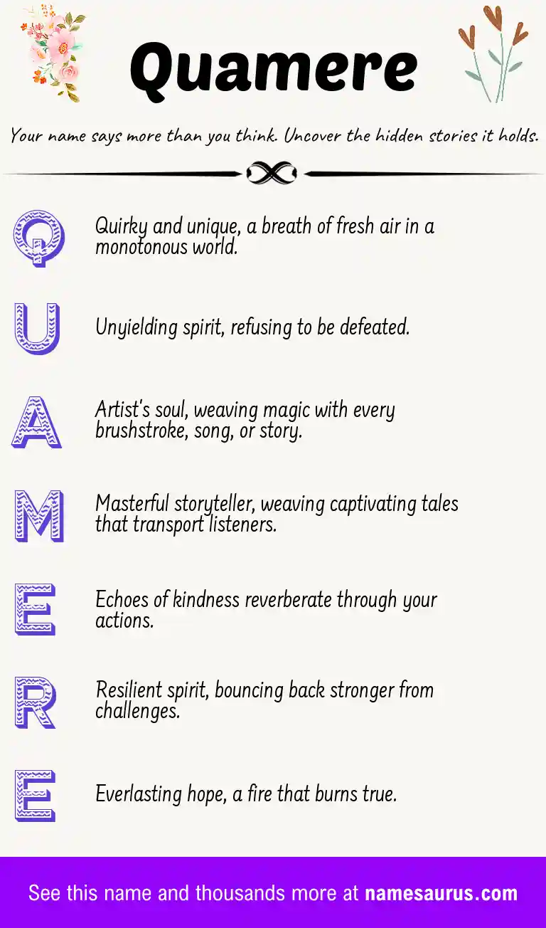 Acrostic poem about Quamere.