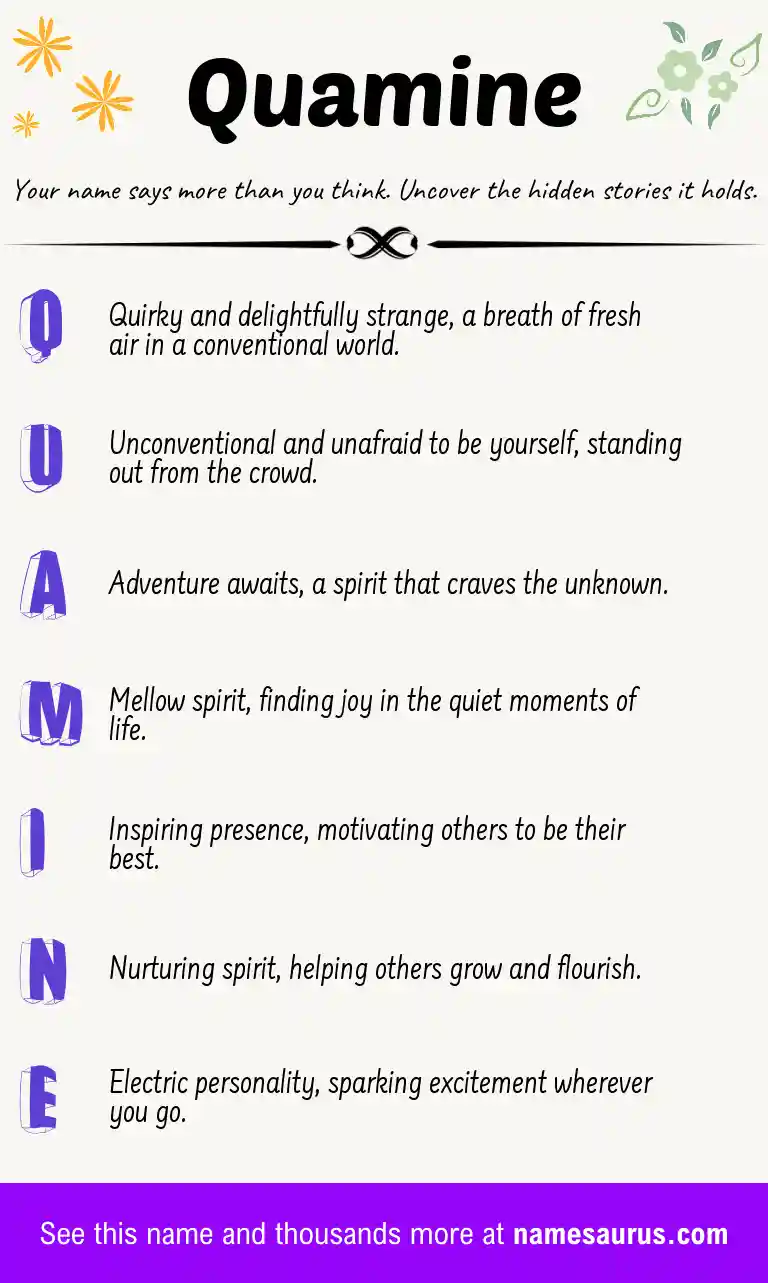 Acrostic poem about Quamine.