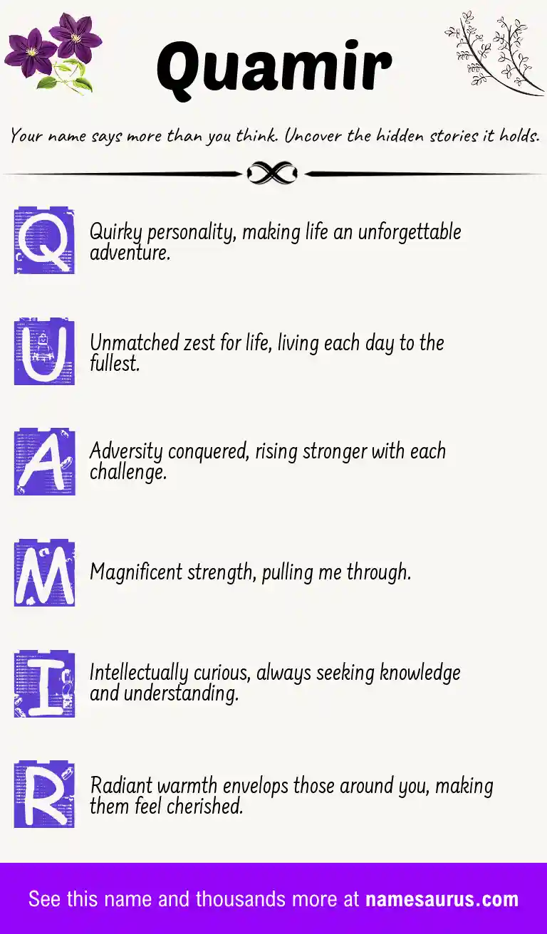 Acrostic poem about Quamir.