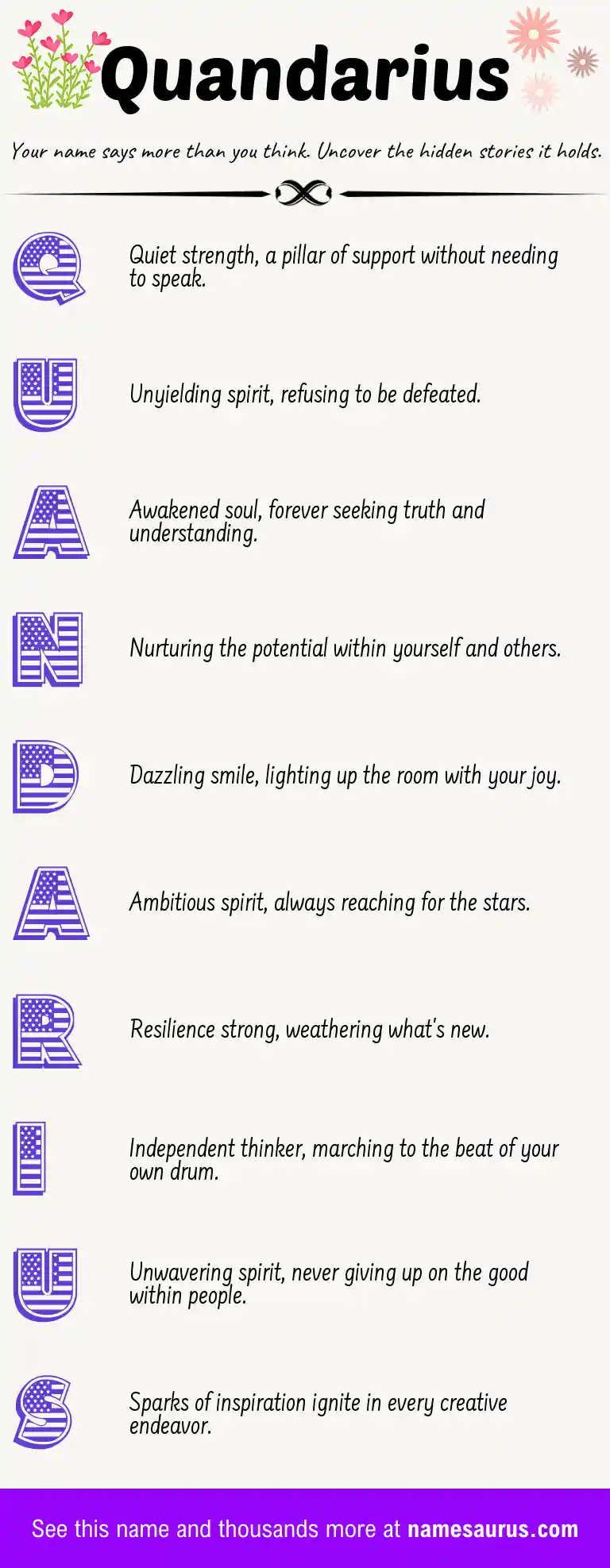 Acrostic poem about Quandarius.