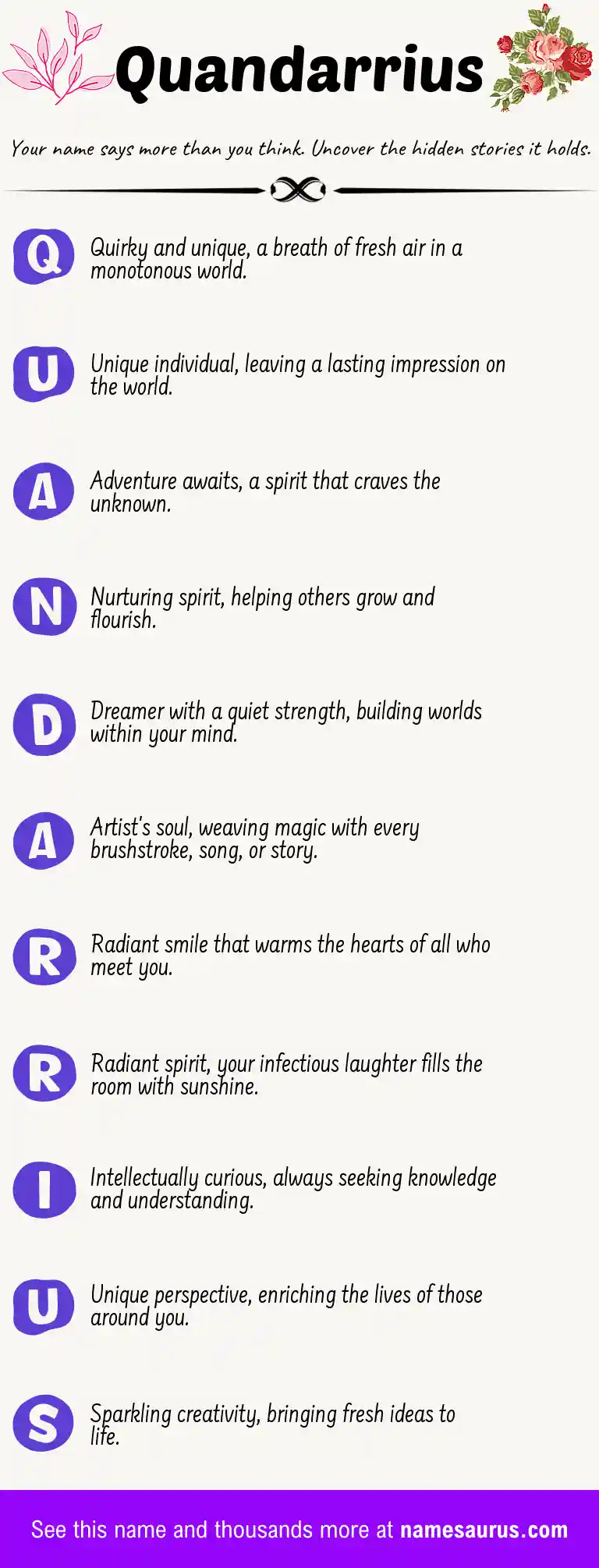 Acrostic poem about Quandarrius.
