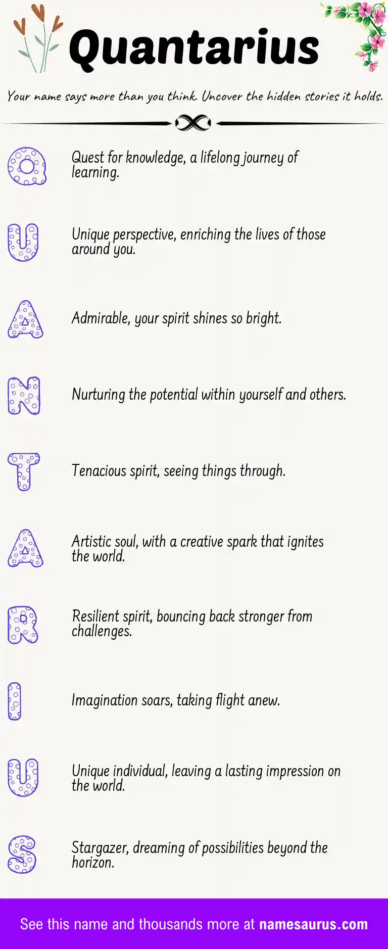 Acrostic poem about Quantarius.