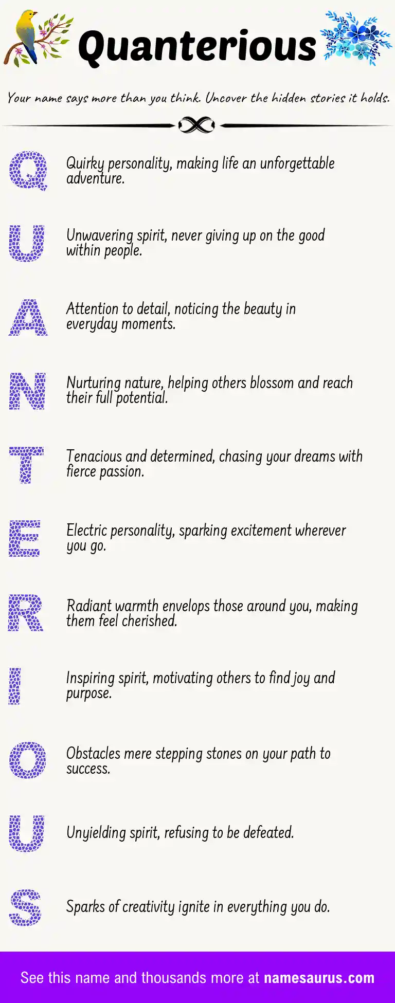 Acrostic poem about Quanterious.