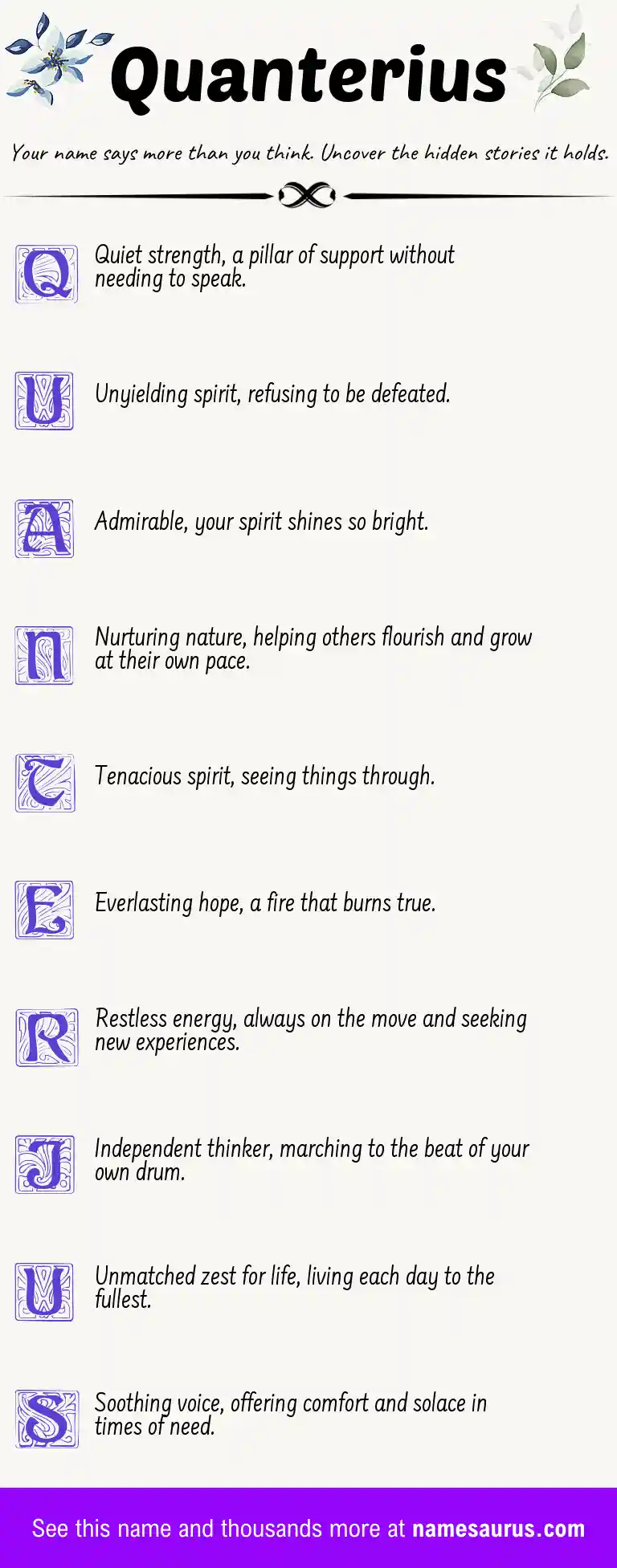 Acrostic poem about Quanterius.