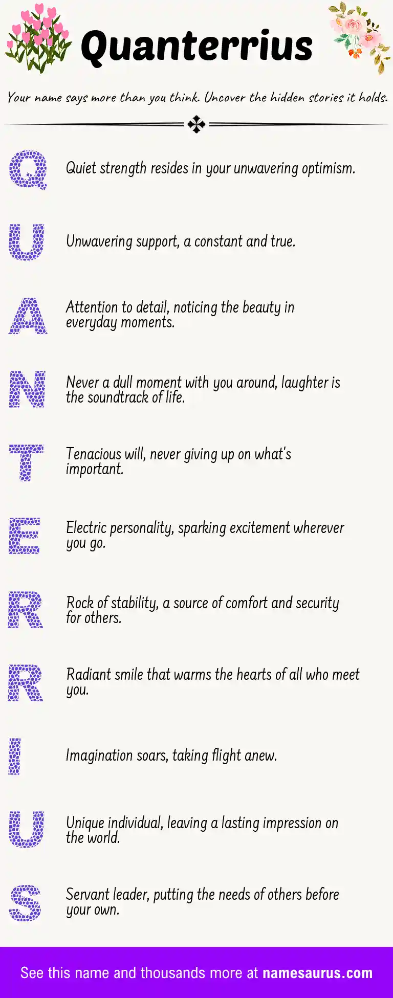 Acrostic poem about Quanterrius.