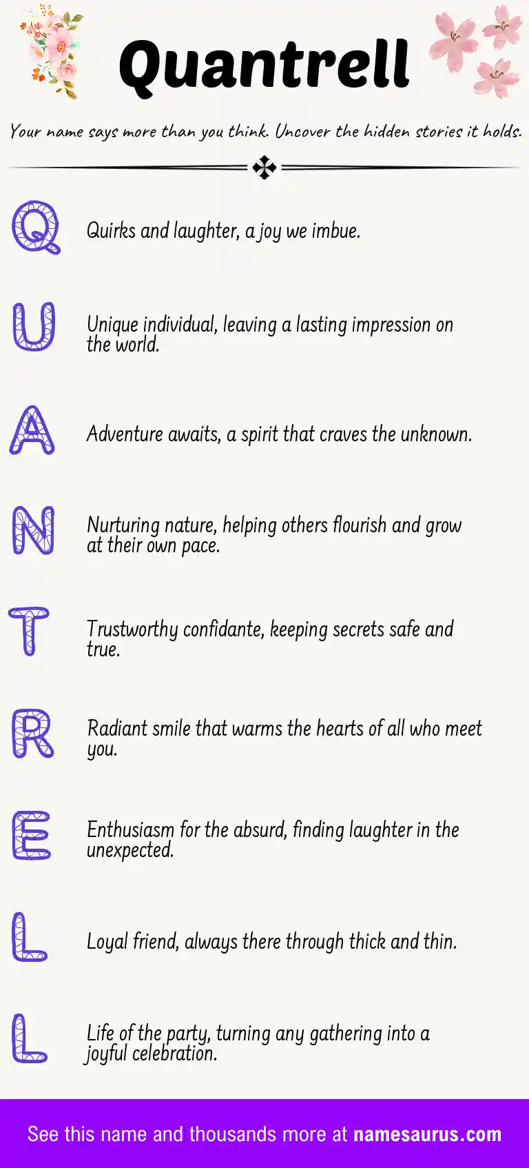 Acrostic poem about Quantrell.