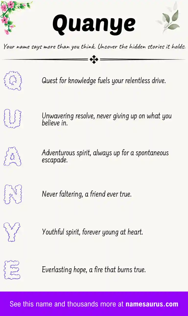 Acrostic poem about Quanye.