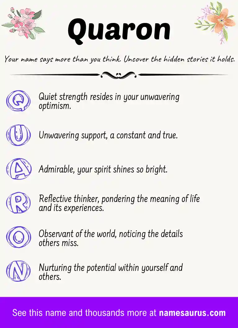 Acrostic poem about Quaron.