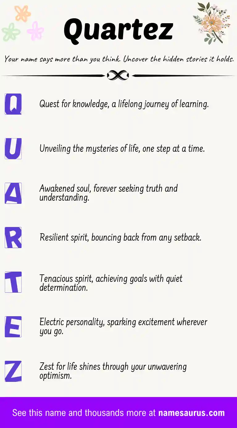 Acrostic poem about Quartez.