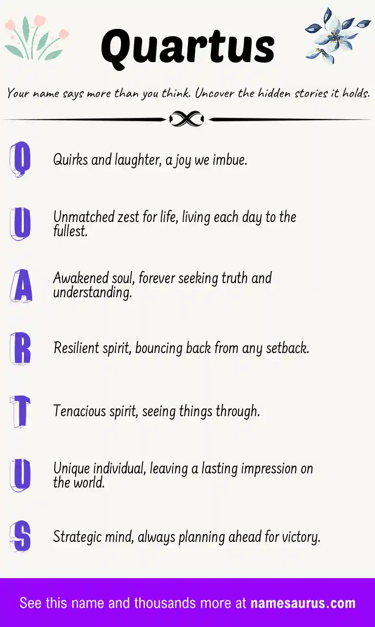 Acrostic poem about Quartus.