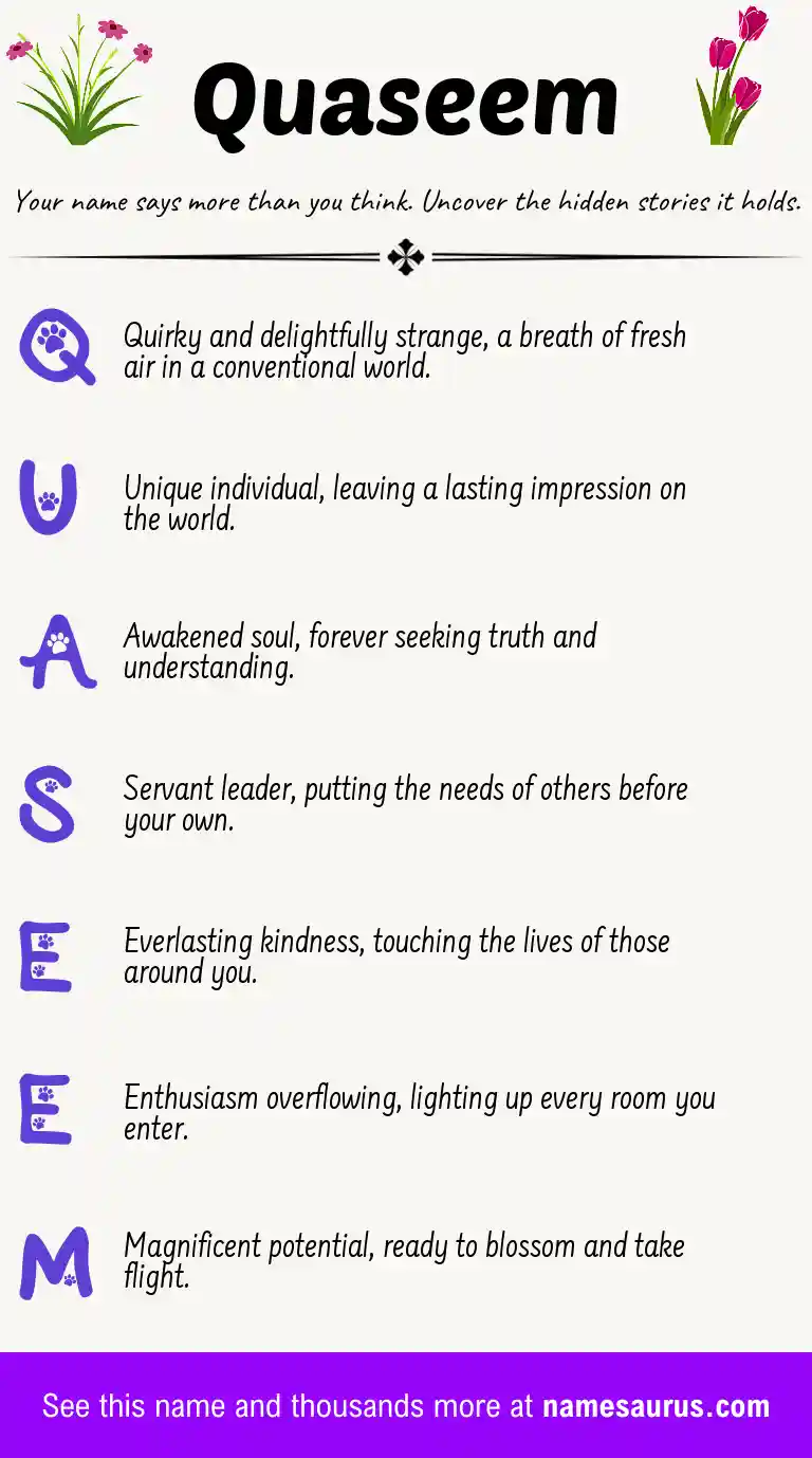 Acrostic poem about Quaseem.