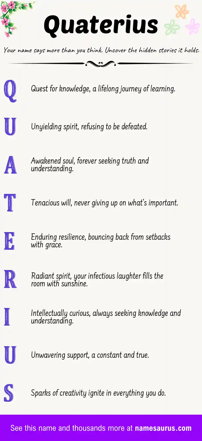 Acrostic poem about Quaterius.