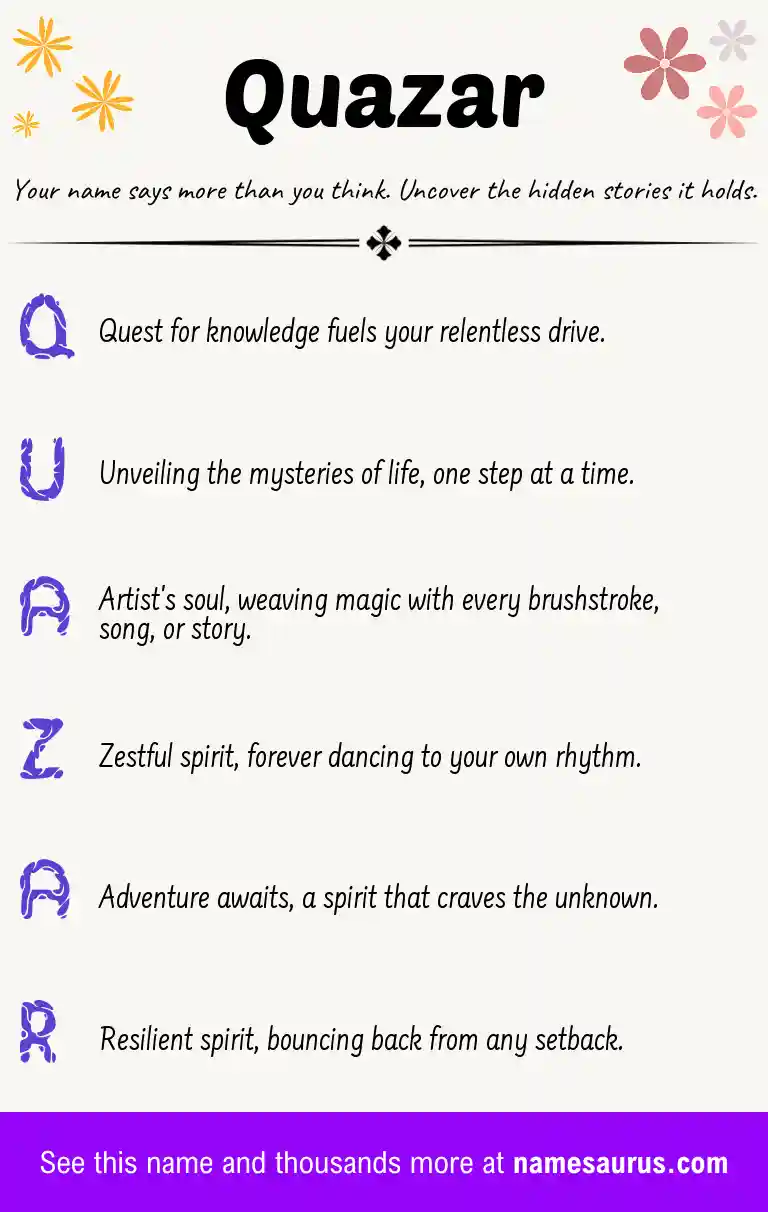 Acrostic poem about Quazar.