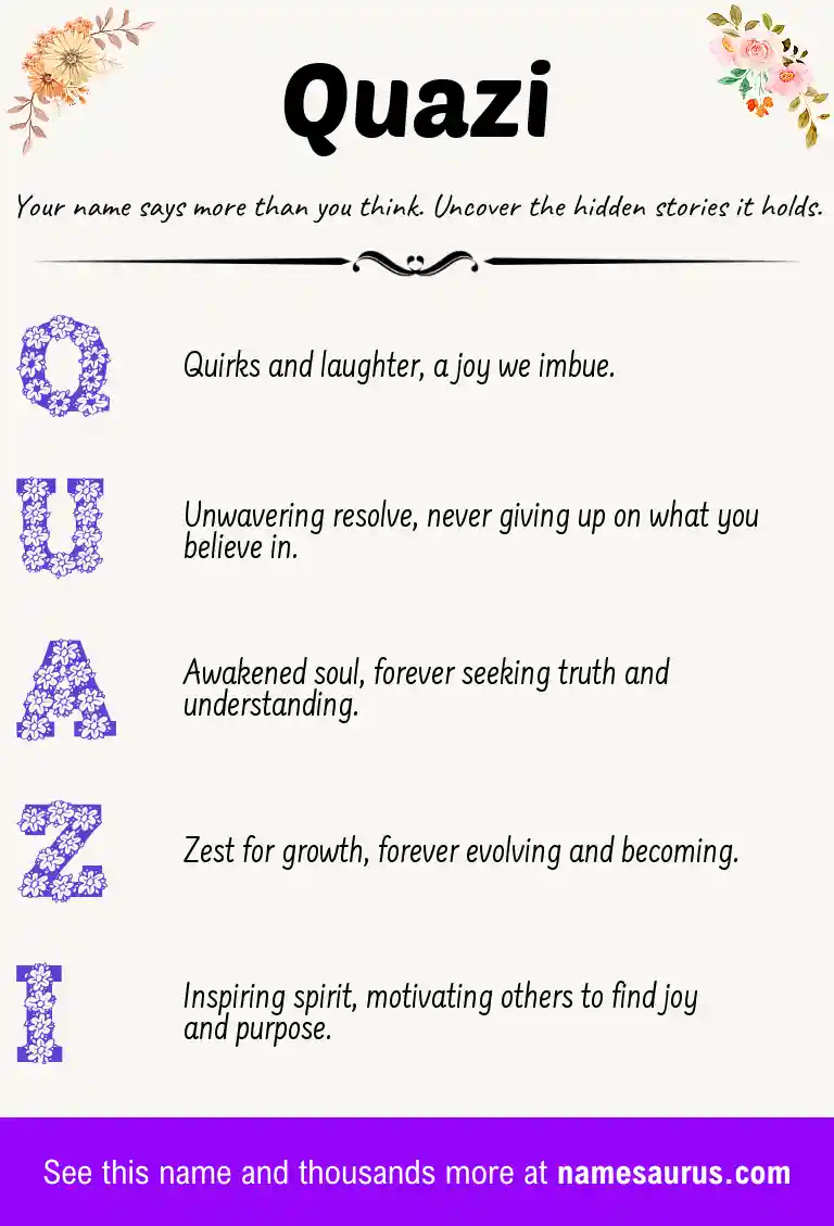Acrostic poem about Quazi.