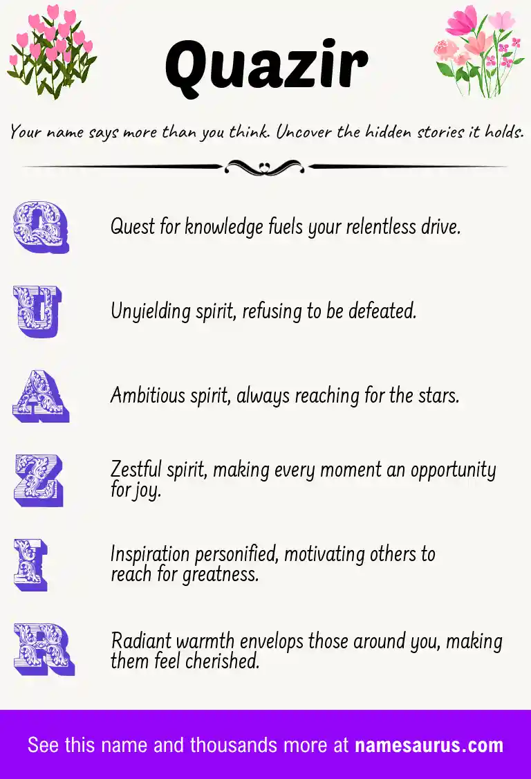 Acrostic poem about Quazir.