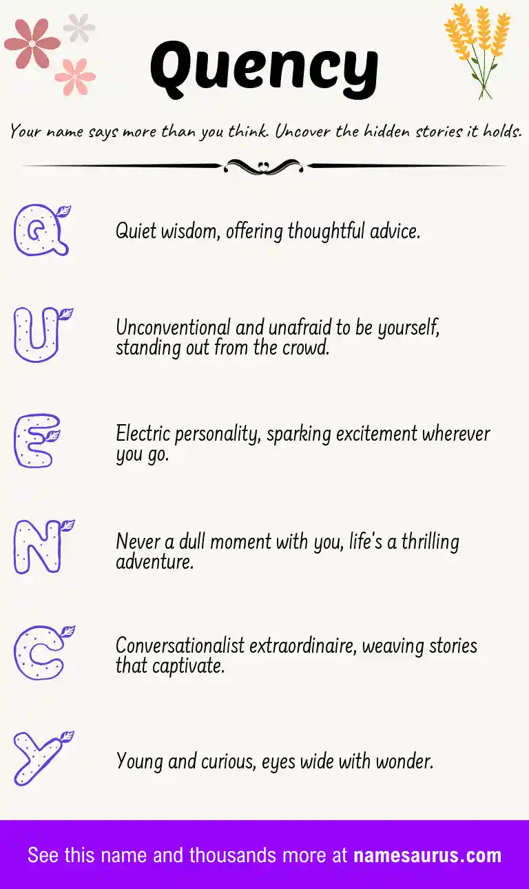 Acrostic poem about Quency.