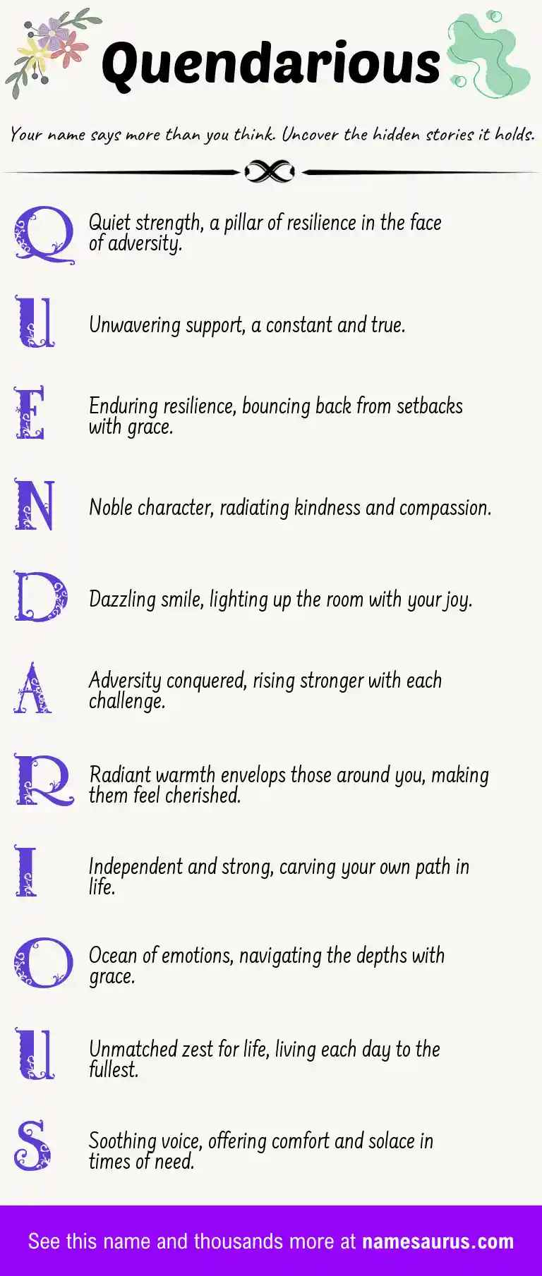 Acrostic poem about Quendarious.