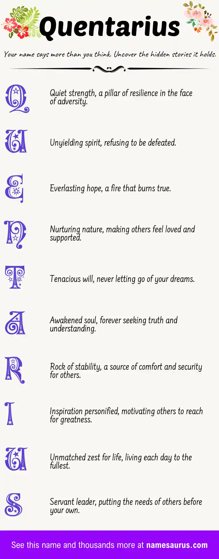 Acrostic poem about Quentarius.