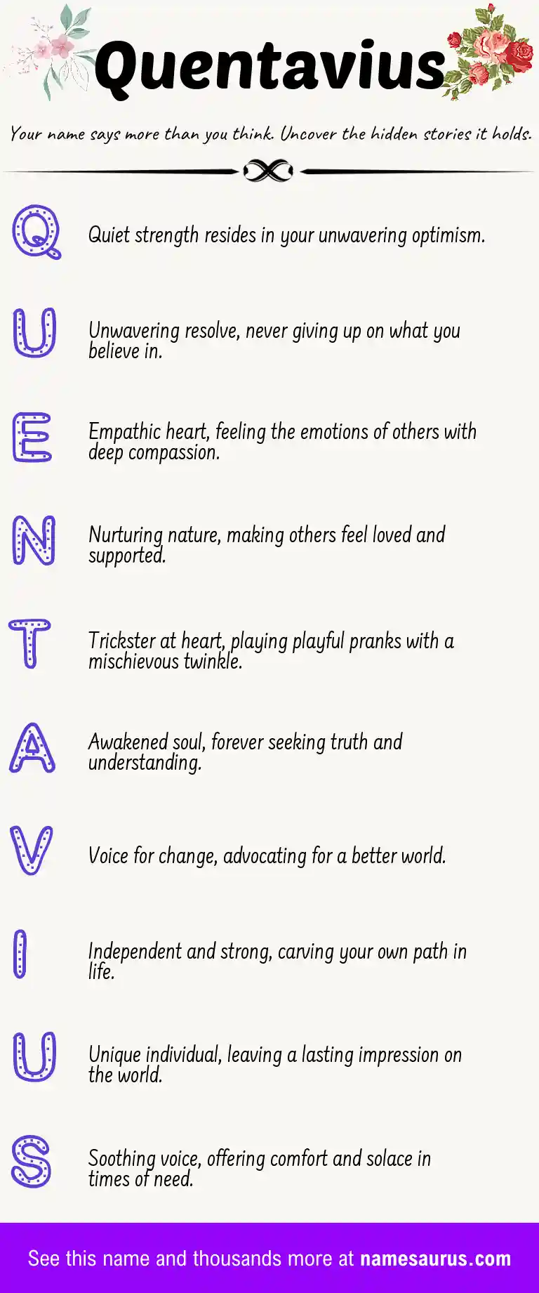 Acrostic poem about Quentavius.