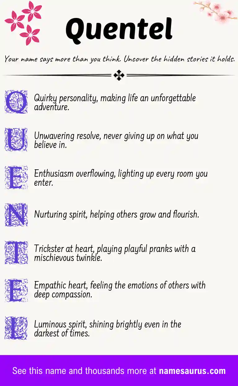 Acrostic poem about Quentel.