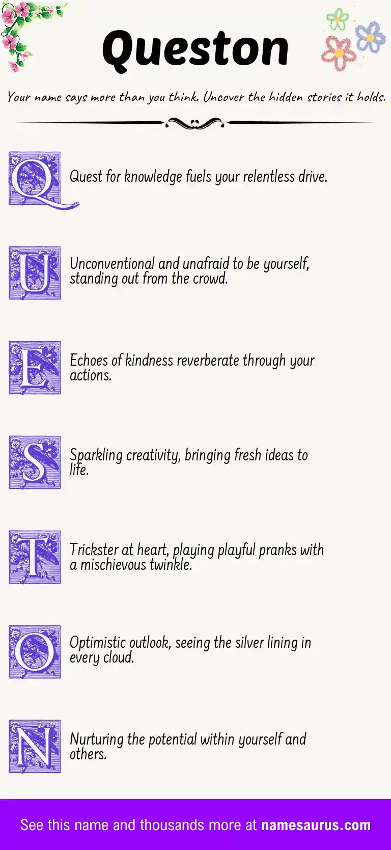 Acrostic poem about Queston.