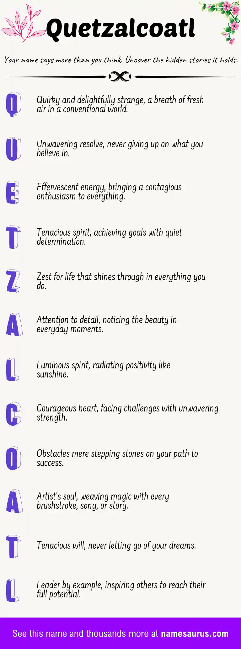 Acrostic poem about Quetzalcoatl.
