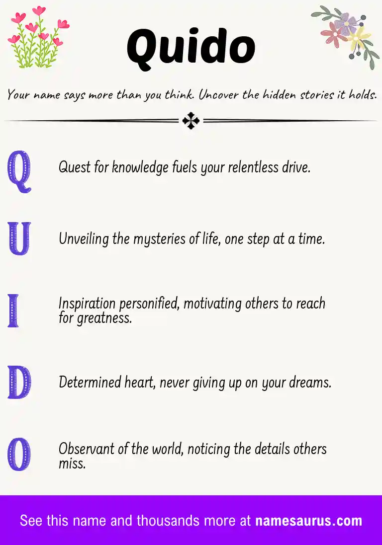 Acrostic poem about Quido.